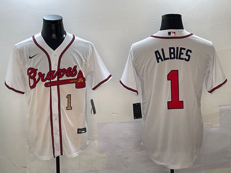 Men Atlanta Braves #1 Albies White Game 2024 Nike MLB Jersey style 1->atlanta braves->MLB Jersey